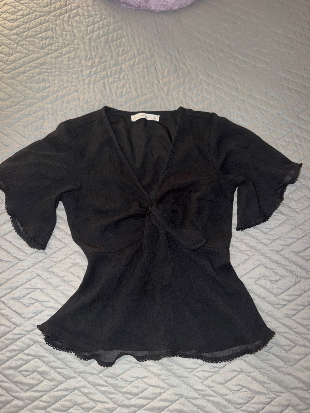 Abercrombie & Fitch Black Tie-Front Blouse